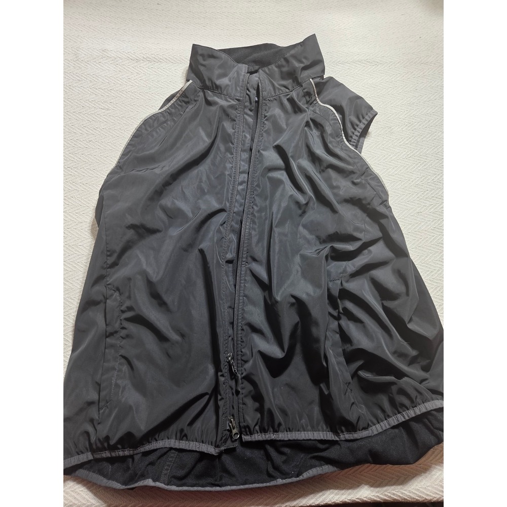 Lands End Womens XXL Black Sleeveless Windbreaker Vest Full Zip Activewear